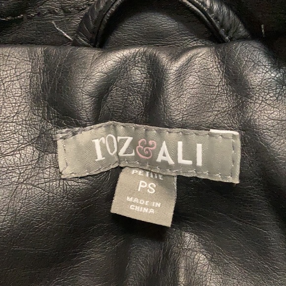 Roz & Ali - Ladies Faux Leather Bomber Jacket - Picture 6 of 10